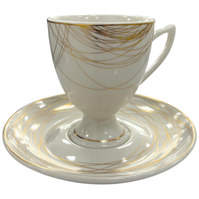 Trendmax | Luxe 12-Delige Koffieset | Elegant Gouden Lijnen Design
