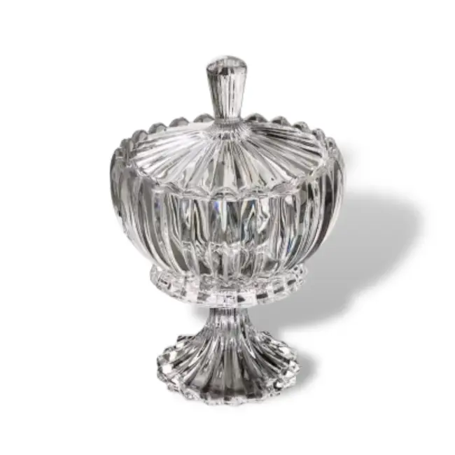 Luxe Kristallen Suikerdoos met Deksel | Op Voet | Ø 9,1 cm – H 18,7 cm