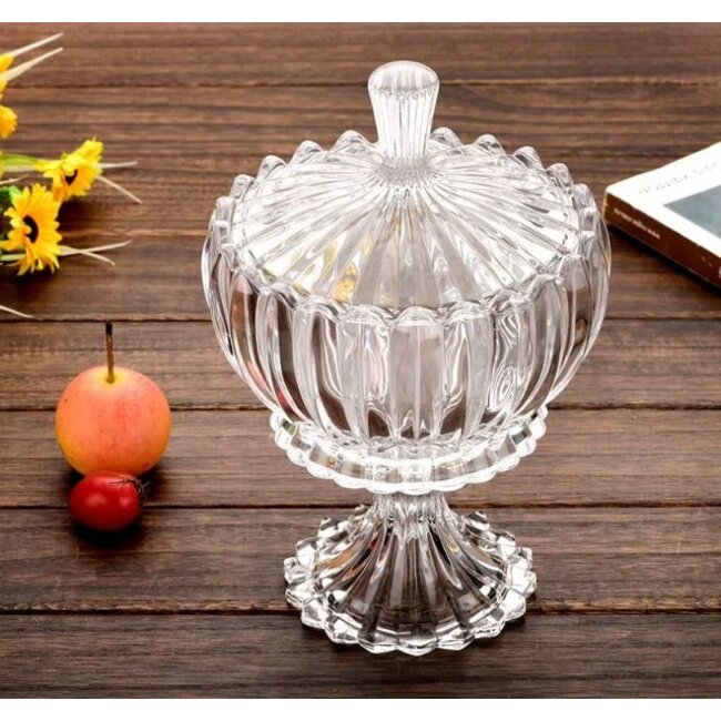 Trendmax Luxe Kristallen Suikerdoos met Deksel | Op Voet | Ø 9,1 cm – H 18,7 cm