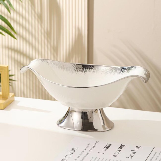 Trendmax Trendmax | Luxe Porseleinen Schaal | Wit/Zilver Design