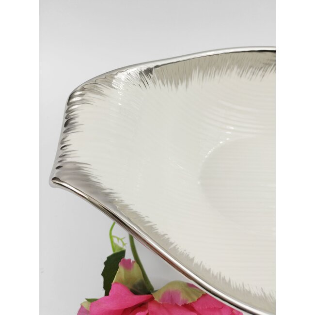 Trendmax Trendmax | Luxe Porseleinen Schaal | Wit/Zilver Design