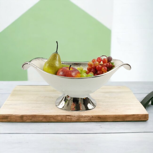 Trendmax | Luxe Porseleinen Schaal | Wit/Zilver Design