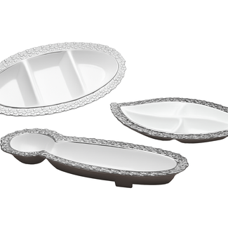 Trendmax Trendmax | Luxe 3-Delig Snackschalen Set | Wit/Zilver Design