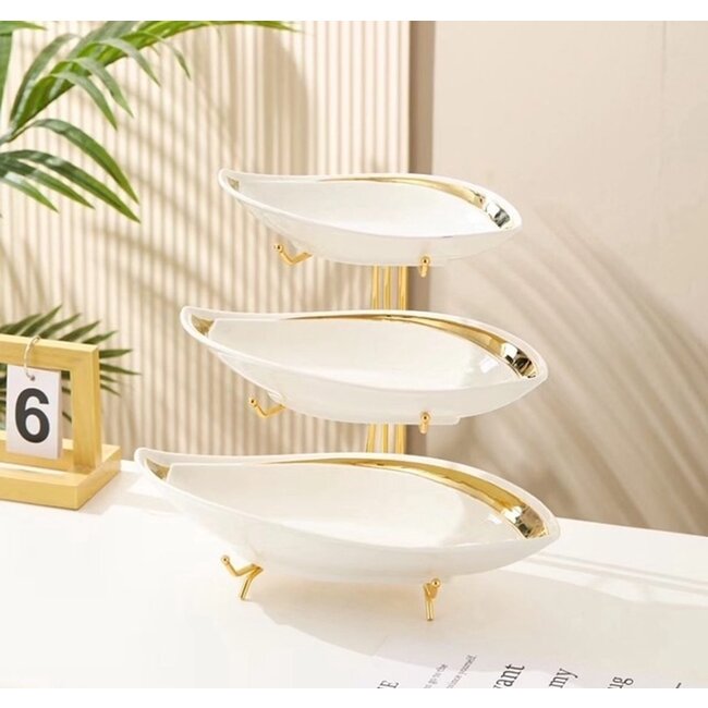 Trendmax Trendmax | Luxe 3-Lagen Etagère | Bladvorm Design