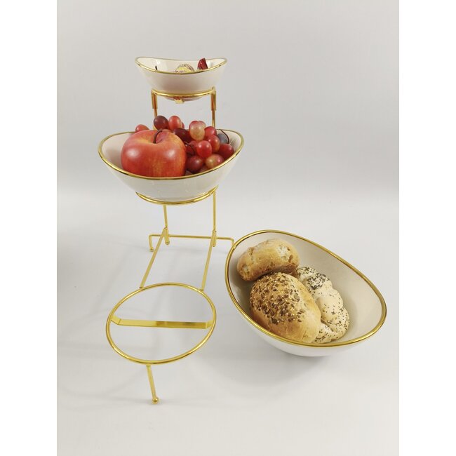 Trendmax | Luxe 3-Lagen Porseleinen Etagère | Druppelvormig Design