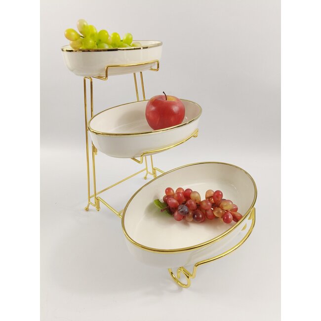 Trendmax | Luxe 3-Lagen Porseleinen Etagère | Ovaal Design