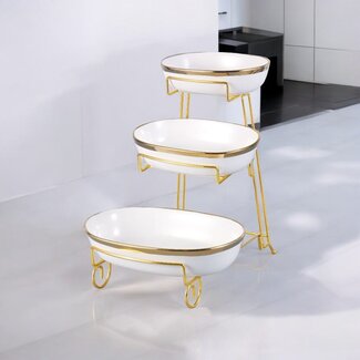 Trendmax Trendmax | Luxe 3-Lagen Porseleinen Etagère | Ovaal Design