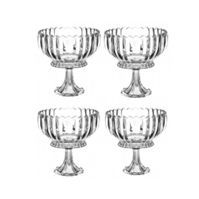 Bavary | 4 Delig Snackkommen Set op Voet | Clear