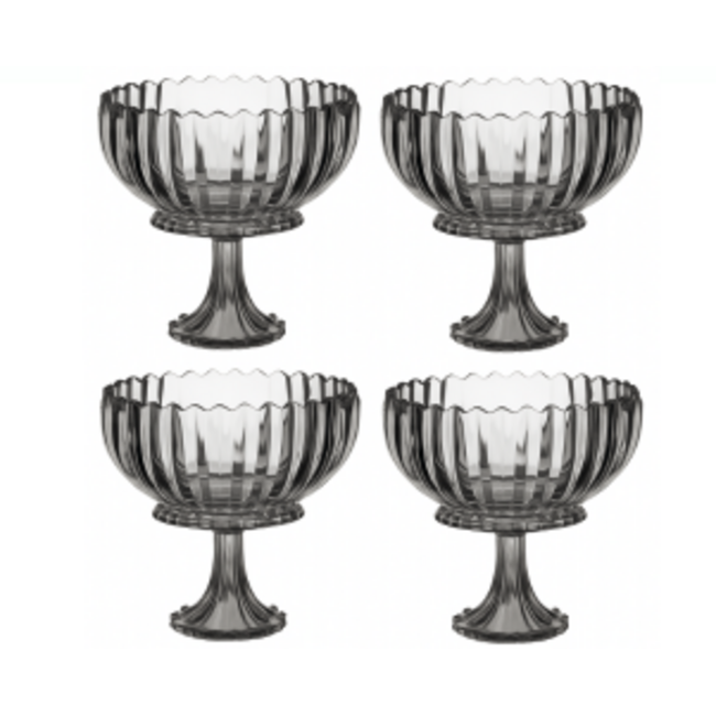 Bavary Bavary |  4 Delig Snackkommen Set op Voet | Zwart/Grijs