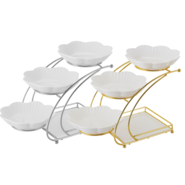 Queens Porcelain | 3-Delige Schalen Etagere |  Bloem Motief