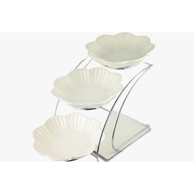 Queens Porcelain | 3-Delige Schalen Etagere |  Bloem Motief