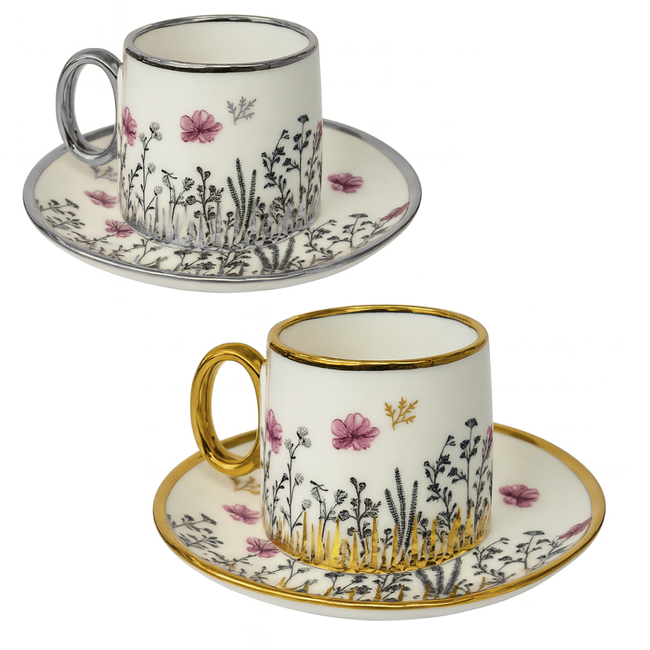 Bavary Bavary | 12-Delige Espressoset | Bloempatroon