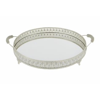 HAKAL Hakal | Ronde Spiegel Dienblad | Zilver