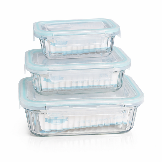 3 Delige Glazen Voorraad Bakjes Set