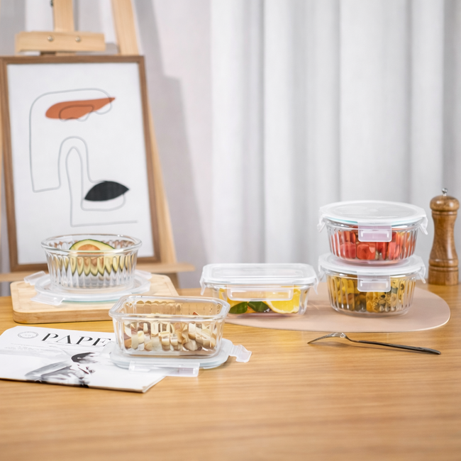 3 Delige Glazen Voorraad Bakjes Set