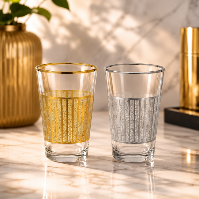 Marokkaanse Theeglazen Glitter Gestreept 12 Stuks