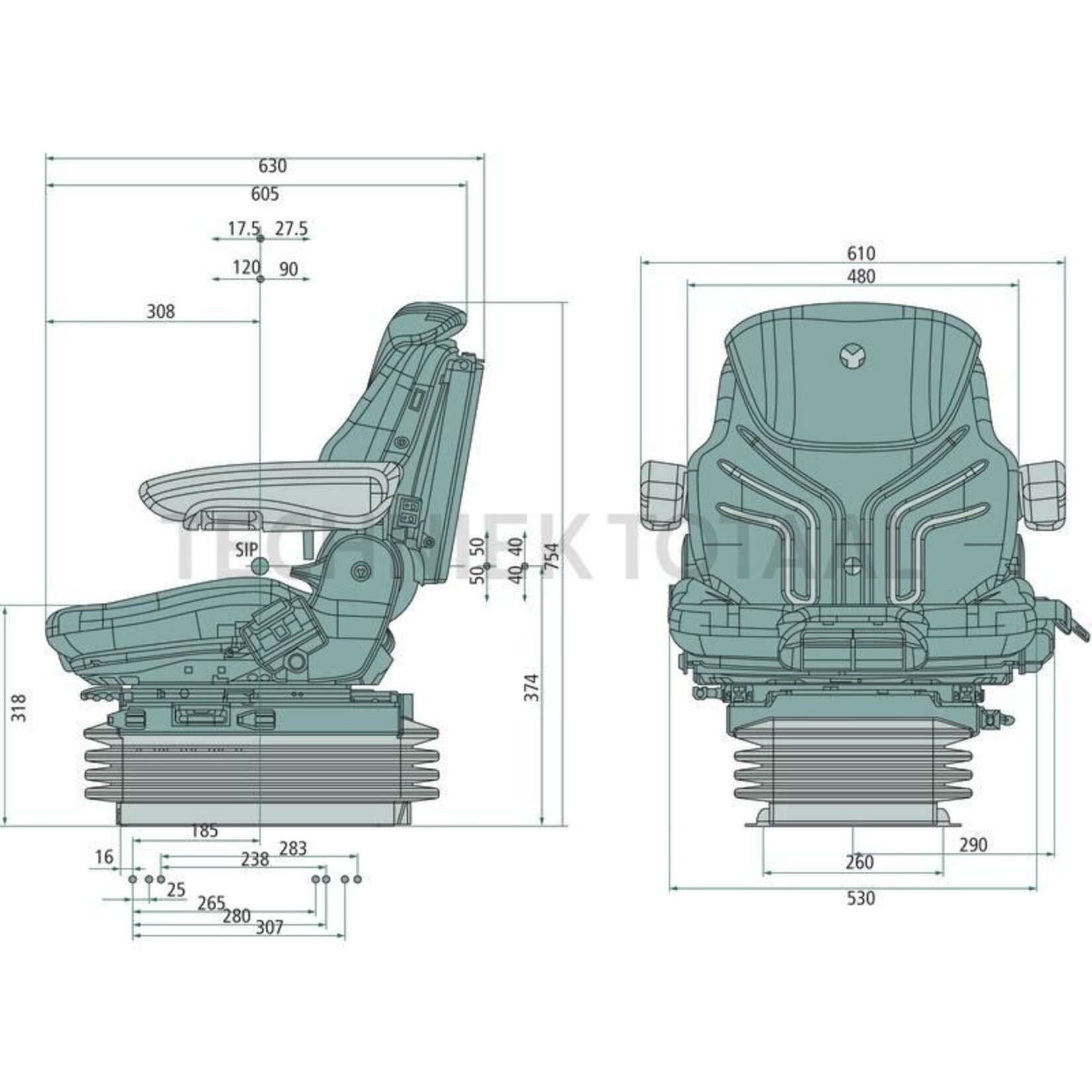 GRAMMER Maximo XXL MSG95AL/731 - 2401292187, 1292187 | Zittingtype: MSG95AL/731 | Ophanging: luchtgeveerd | Bekledingstype: Stof | Zittingcontactschakelaar: ja