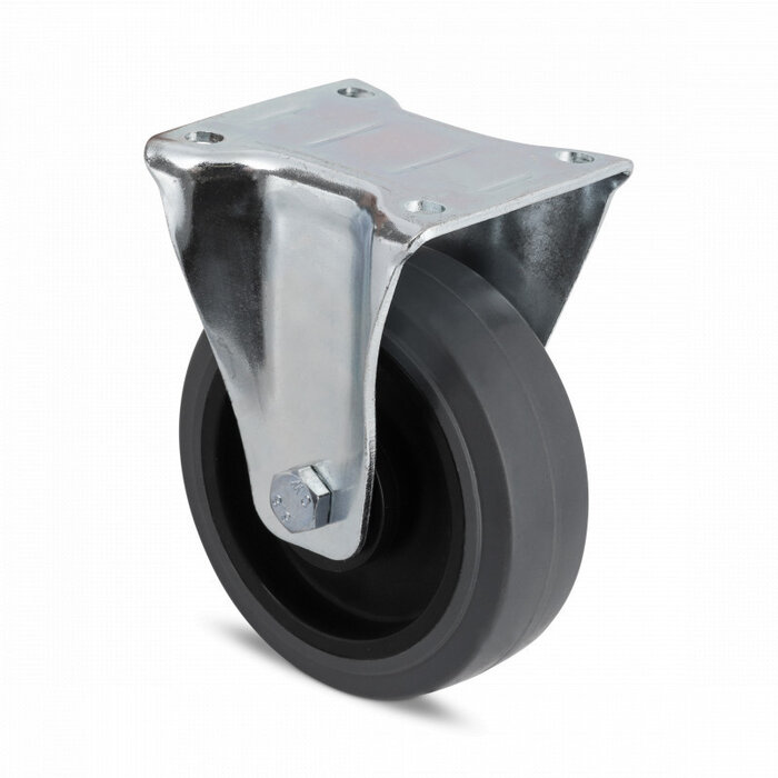 Rotella fissa in gomma 125 mm - cuscinetto a sfere - 250 kg