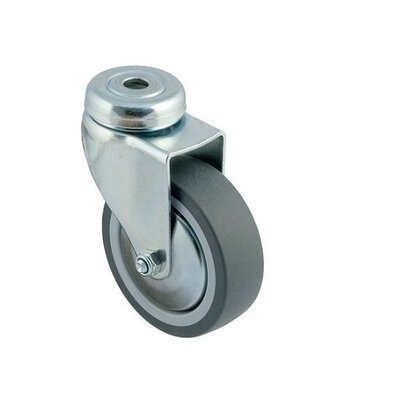 Roulette pivotante en caoutchouc 75 mm - roulement à billes - 60 kg