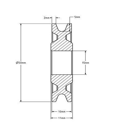 Puleggia in plastica da 50 mm con scanalatura a U - 35 kg
