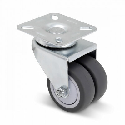 Rodízio duplo giratório 50 mm - rolamento de esferas - placa - 80 kg