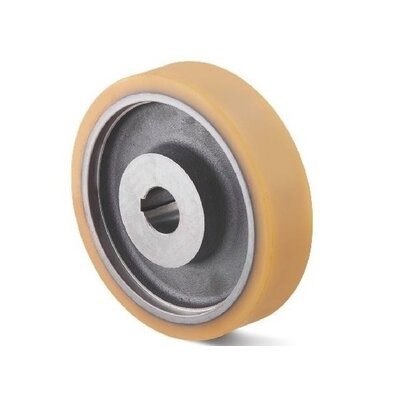 Roda motriz Vulkollan 400x100 mm - Furo 60 mm H7 rasgo de chaveta - 3400 kg