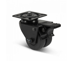 Rueda giratoria doble negra con freno 50 mm - 80 kg