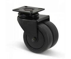 Rodízio giratório duplo preto 75 mm - 100 kg