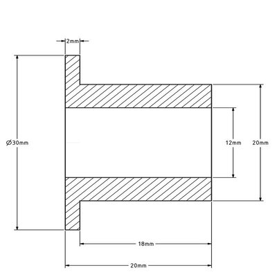 Axelbussning (T) - 20x12x20 - Plast