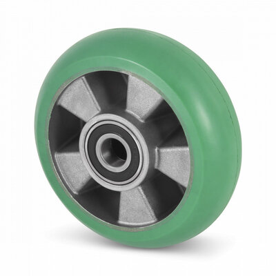 Roue ergonomique en PU 160 mm - trou d'axe à roulement à billes 20 mm - 500 kg
