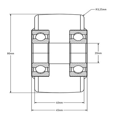 Hjul af støbt nylon 80 mm - kugleleje - 1000 kg