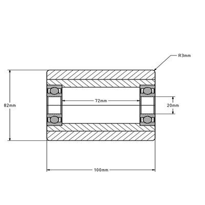 Rullo per pallet in PU 82x100 mm - cuscinetto a sfere - 1000 kg