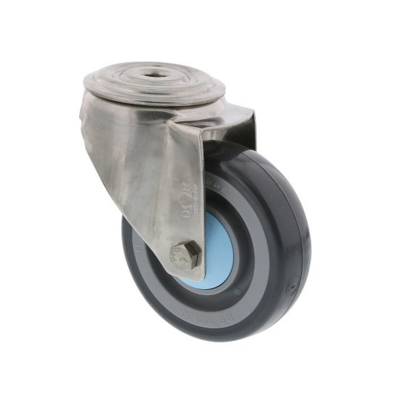 Hjul i rustfrit stål 100 mm - Gummi - 100 kg