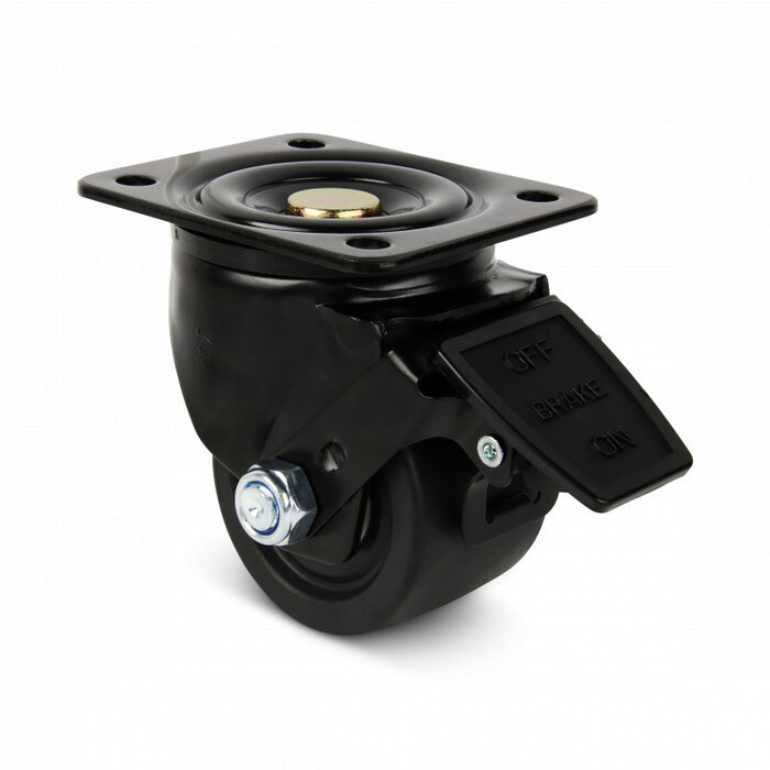 Roda giratória de nylon com travão 75 mm - 600 kg