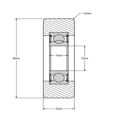 Guide roller 80 mm - polyurethane - 200 kg