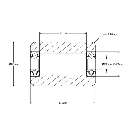 Rullo per pallet in nylon 85x100 mm - cuscinetto a sfere - 1100 kg