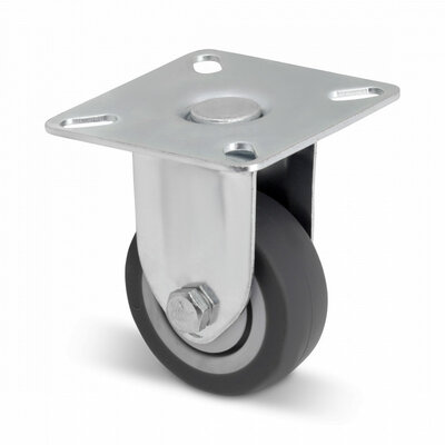 Rubber fixed caster 50 mm - plate - 40 kg