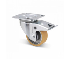 Roda giratória em PU com travão 80 mm - 150 kg