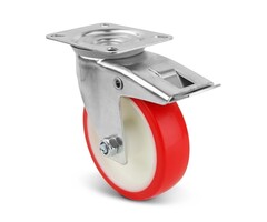 Roulette pivotante en PU avec frein 100 mm - 150 kg