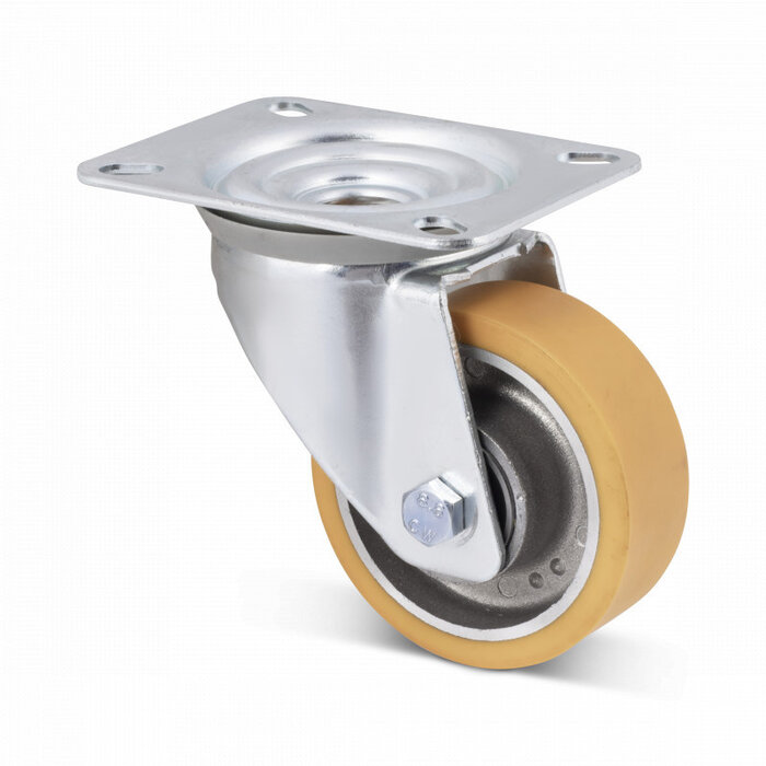 Ruota girevole in PU 80 mm - cuscinetto a sfere - 150 kg