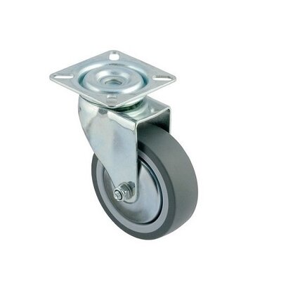 Roue pivotante en caoutchouc 75 mm - roulement à billes - 60 kg