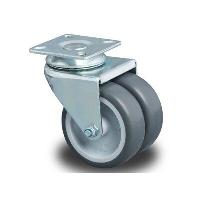 Rueda giratoria doble de 50 mm - placa - 80 kg