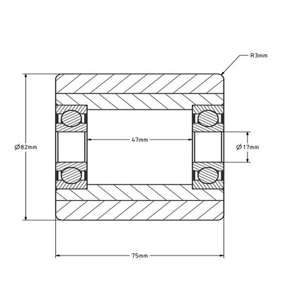 Rullo per pallet in PU 82x75 mm - cuscinetto a sfere - 530 kg