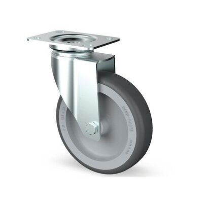 Rueda giratoria de acero inoxidable de 80 mm - Caucho - 60 kg
