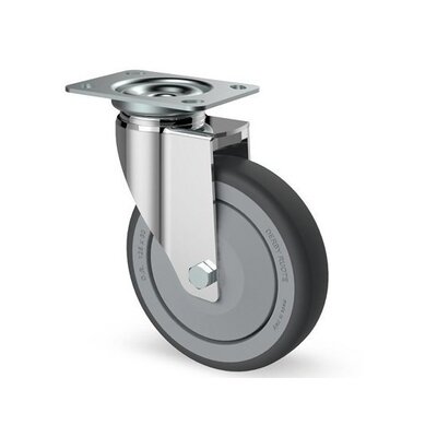 Ruota girevole in gomma 100 mm - cuscinetto a sfere - 80 kg