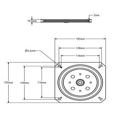 Cuscinetto reggispinta - Piattaforma girevole 155x155 mm - 150 kg