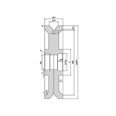 Roda ranhurada 200 mm com ranhura em V - 1400 kg
