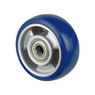 Rueda de PU de 100 mm - eje con rodamiento de bolas, agujero de 15 mm - 200 kg