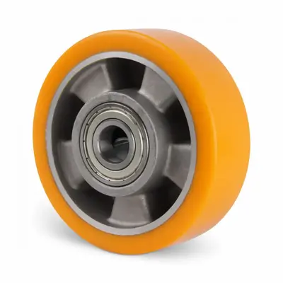 Roue PU 125 mm - trou d'axe à roulement à billes 15 mm - 250 kg