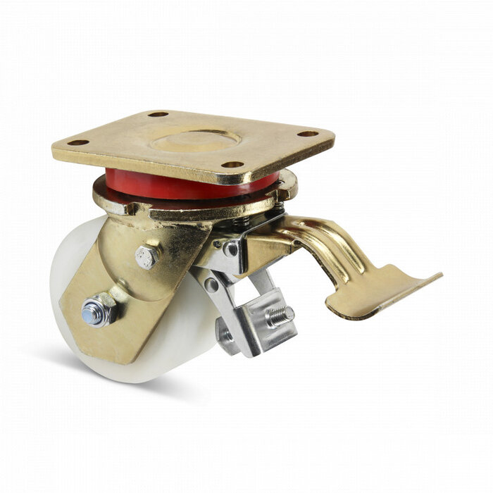Rueda giratoria de nylon fundido con freno 125 mm - 2000 kg